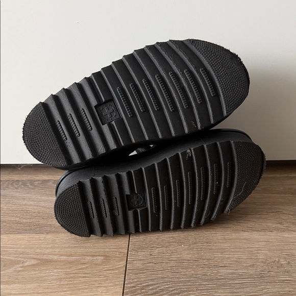 Dr. Martens Black Platform Sandals with Yellow Stitching - Picture 4 of 5